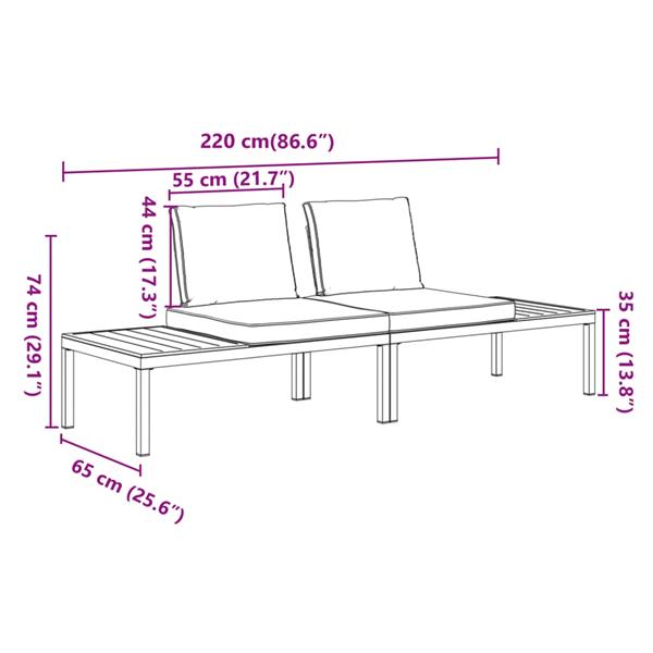 Grote foto vidaxl 2 delige loungeset met kussens aluminium zwart tuin en terras tuinmeubelen