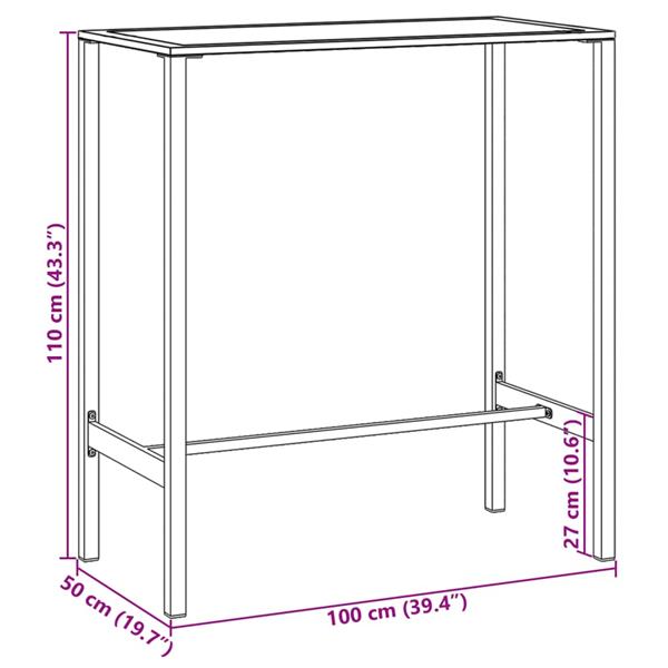 Grote foto vidaxl bartafel 100x50x110 cm gepoedercoat staal zwart tuin en terras tuinmeubelen