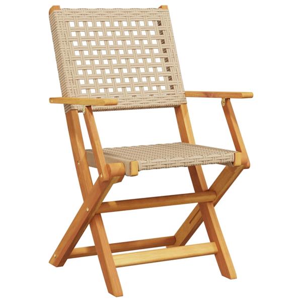 Grote foto vidaxl tuinstoelen 6 st inklapbaar poly rattan en massief hout beige tuin en terras tuinmeubelen