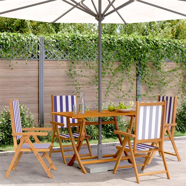 Grote foto vidaxl tuinstoelen 4 st verstelbaar massief hout en stof blauw en wit tuin en terras tuinmeubelen