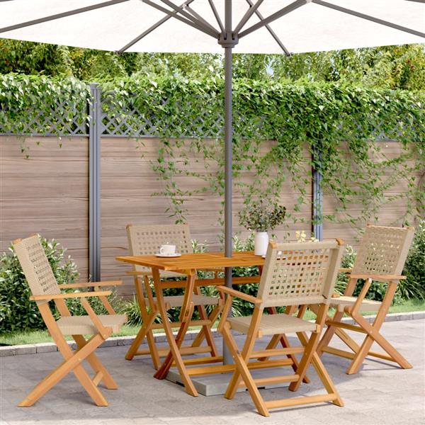 Grote foto vidaxl 5 delige tuinset poly rattan en massief hout beige tuin en terras tuinmeubelen