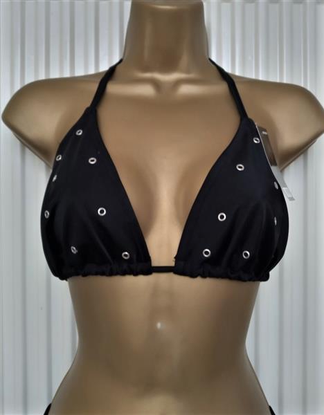 Grote foto trendy zwarte bikini met metalen ringen large kleding dames badmode en zwemkleding