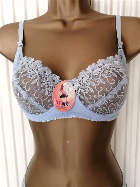 Grote foto zachtblauwe doorzichtige bh en string voor b cups kleding dames ondergoed en lingerie