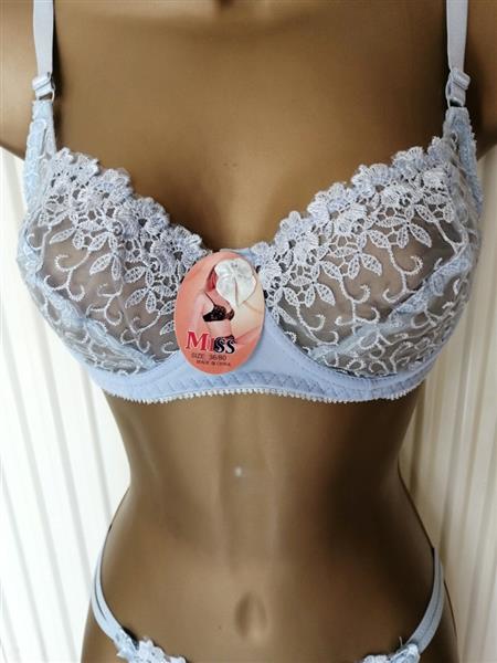 Grote foto zachtblauwe doorzichtige bh en string voor b cups kleding dames ondergoed en lingerie