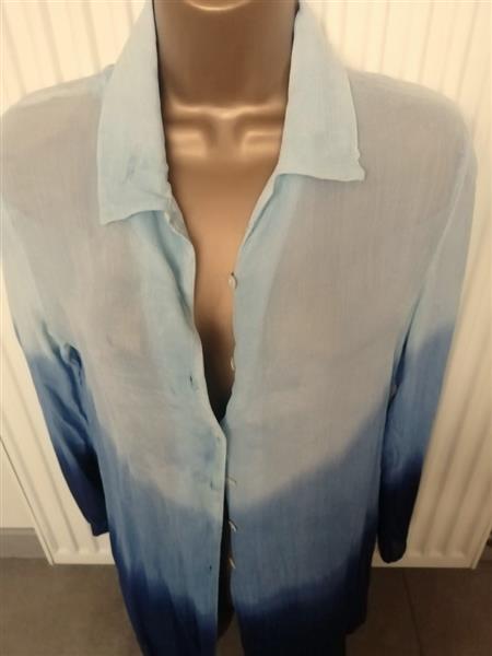 Grote foto doorzichtige tuniekblouse in 3 blauwe tinten kleding dames tuniekjes