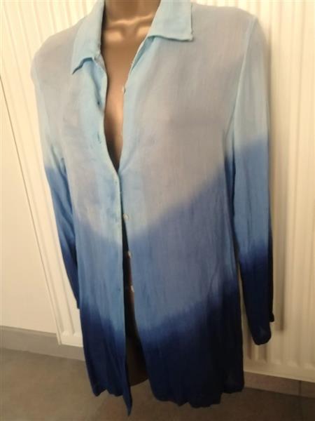 Grote foto doorzichtige tuniekblouse in 3 blauwe tinten kleding dames tuniekjes