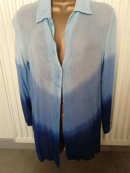 Grote foto doorzichtige tuniekblouse in 3 blauwe tinten kleding dames tuniekjes