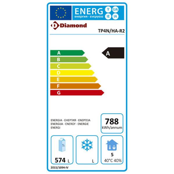 Grote foto wand koeltafel geventileerd 4 deuren en 600x400 760 liter diamond tp4n ha r2 diversen overige diversen