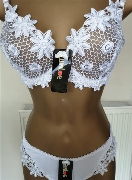 Grote foto witte bh met doorzichtige kant slip voor d cups kleding dames ondergoed en lingerie