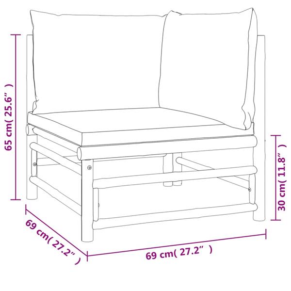 Grote foto vidaxl 3 delige loungeset met kussens bamboe taupe tuin en terras tuinmeubelen