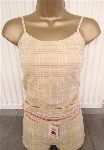 Grote foto trendy beige geruit topje met shorty kleding dames ondergoed en lingerie