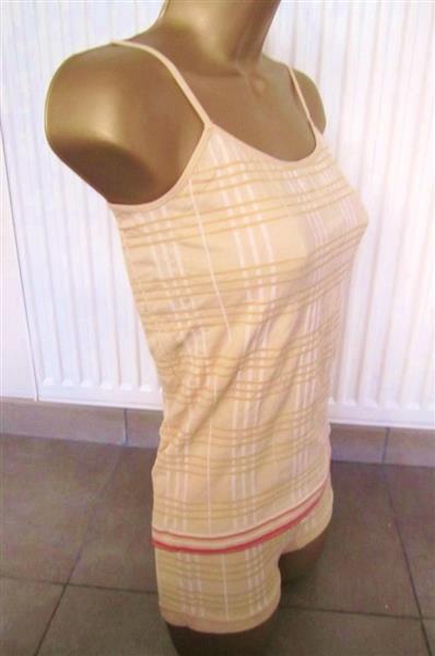 Grote foto trendy beige geruit topje met shorty kleding dames ondergoed en lingerie