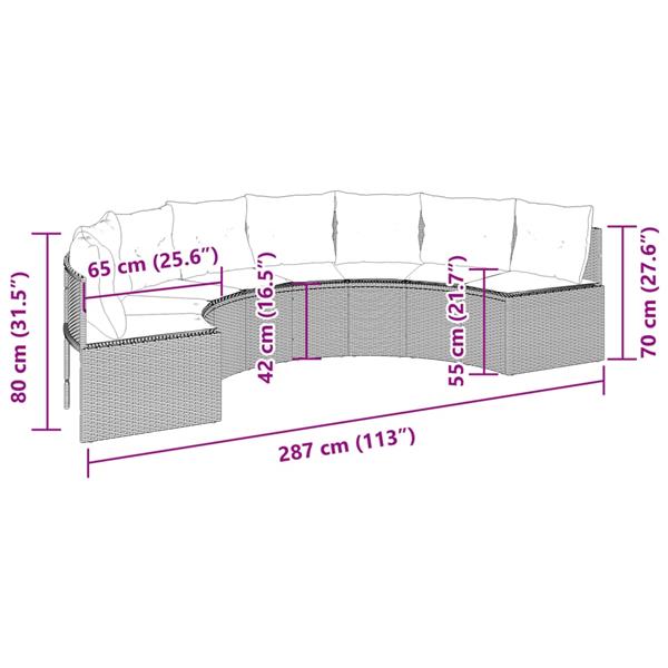 Grote foto vidaxl tuinbank met kussens halfrond poly rattan zwart tuin en terras tuinmeubelen