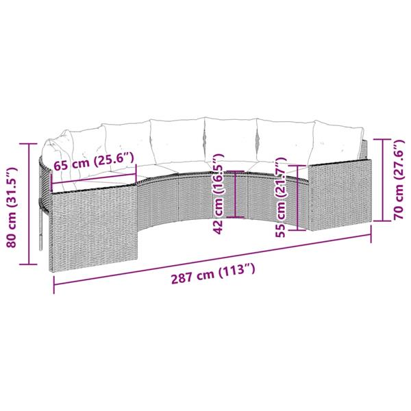 Grote foto vidaxl tuinbank met kussens halfrond poly rattan zwart tuin en terras tuinmeubelen