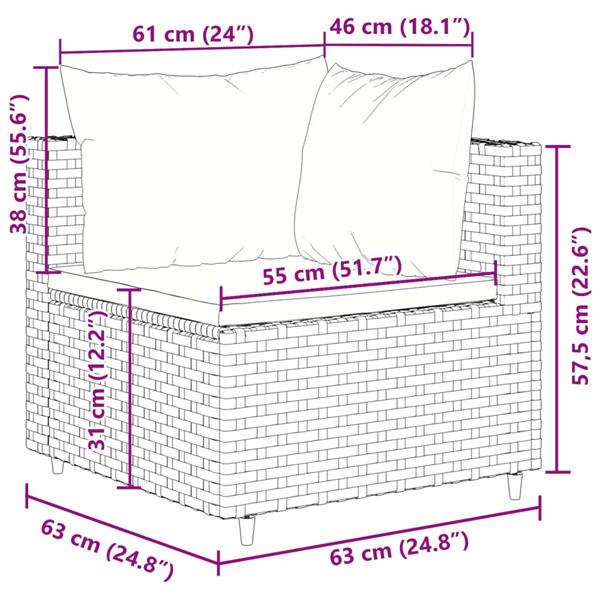 Grote foto vidaxl 5 delige loungeset met kussens poly rattan bruin tuin en terras tuinmeubelen