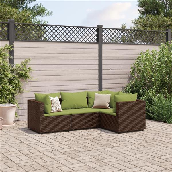 Grote foto vidaxl 4 delige loungeset met kussens poly rattan bruin tuin en terras tuinmeubelen