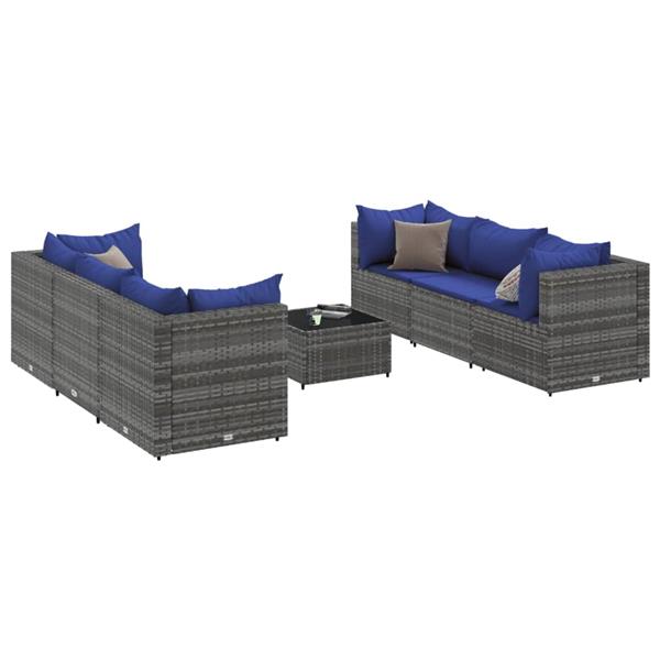 Grote foto vidaxl 7 delige loungeset met kussens poly rattan grijs tuin en terras tuinmeubelen