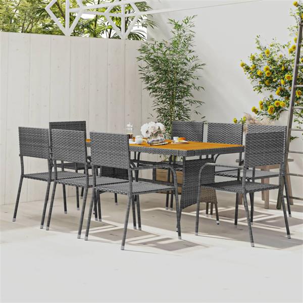 Grote foto vidaxl 9 delige tuinset poly rattan grijs tuin en terras tuinmeubelen