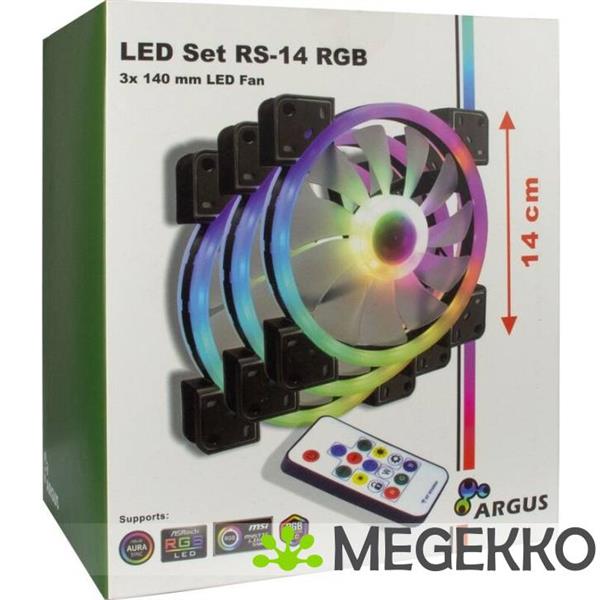 Grote foto inter tech argus rgb fan rs 14 3pack 140mm ventilatoren computers en software overige computers en software