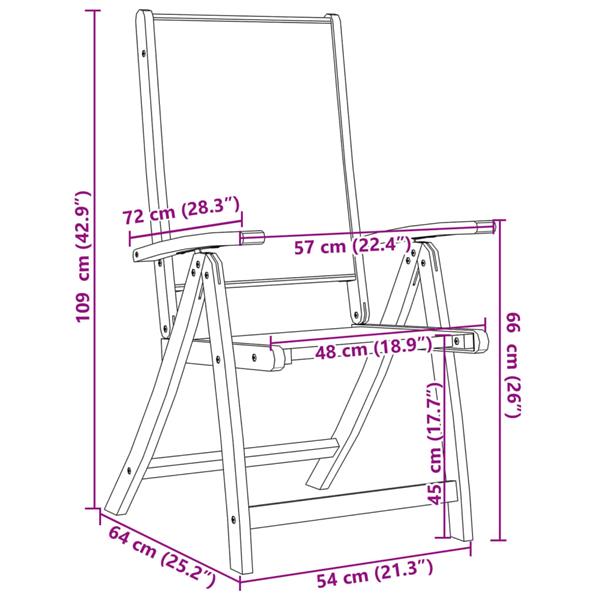 Grote foto vidaxl tuinstoelen inklapbaar 6 st massief acaciahout en textileen tuin en terras tuinmeubelen