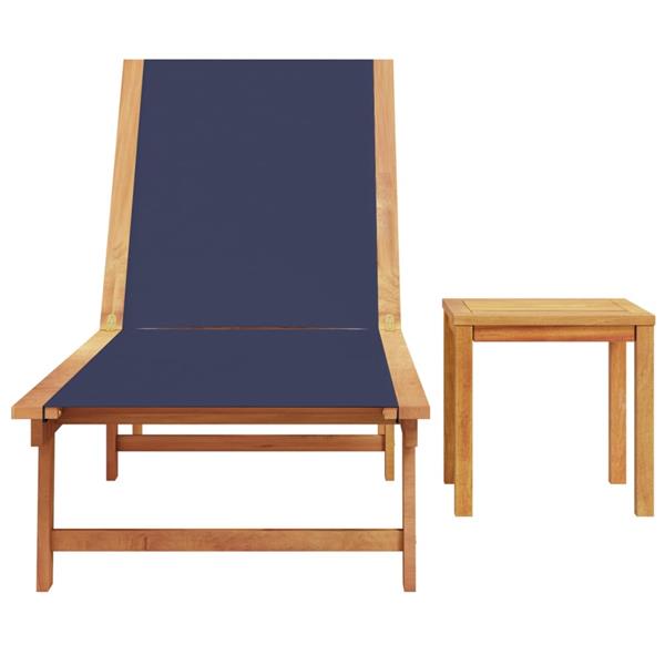 Grote foto vidaxl ligbed met tafel massief acaciahout en textileen blauw tuin en terras tuinmeubelen