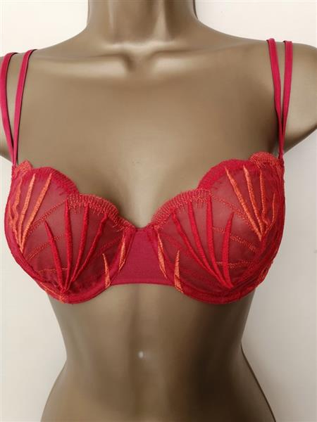 Grote foto doorzichtige framboosrode bh passionata 70c kleding dames ondergoed en lingerie merkkleding