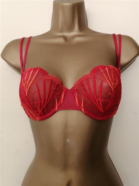 Grote foto doorzichtige framboosrode bh passionata 70c kleding dames ondergoed en lingerie merkkleding