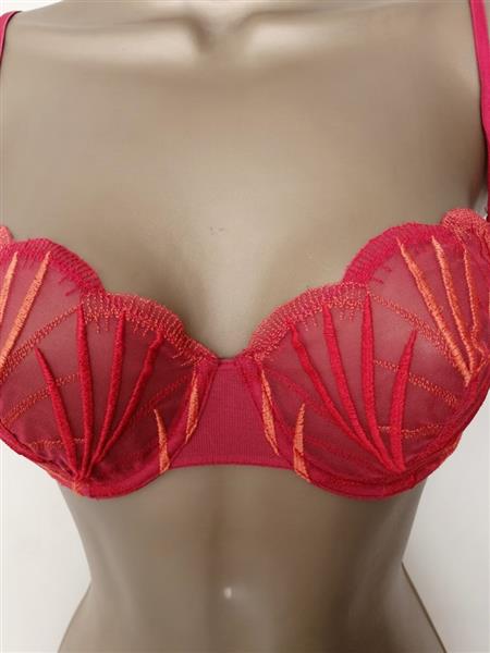 Grote foto doorzichtige framboosrode bh passionata 70c kleding dames ondergoed en lingerie merkkleding