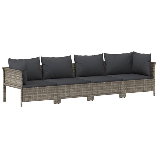 Grote foto vidaxl 6 delige loungeset met kussens poly rattan grijs tuin en terras tuinmeubelen