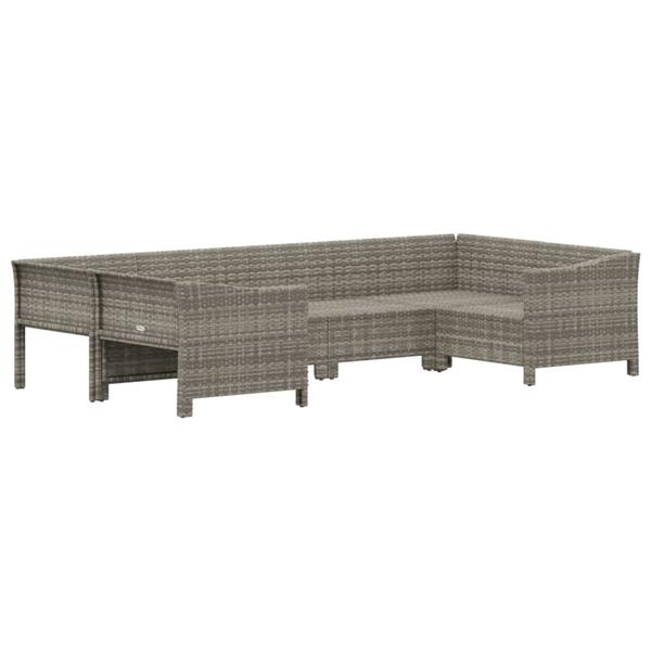 Grote foto vidaxl 6 delige loungeset met kussens poly rattan grijs tuin en terras tuinmeubelen