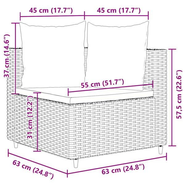 Grote foto vidaxl 4 delige loungeset met kussens poly rattan grijs tuin en terras tuinmeubelen