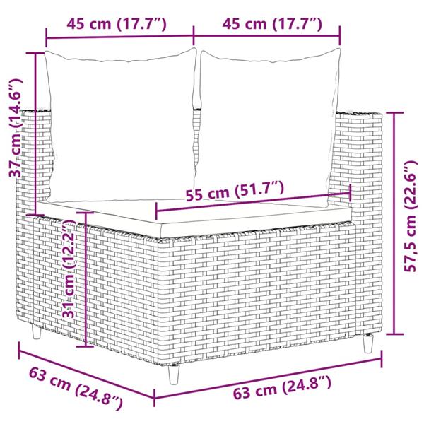 Grote foto vidaxl 4 delige loungeset met kussens poly rattan grijs tuin en terras tuinmeubelen