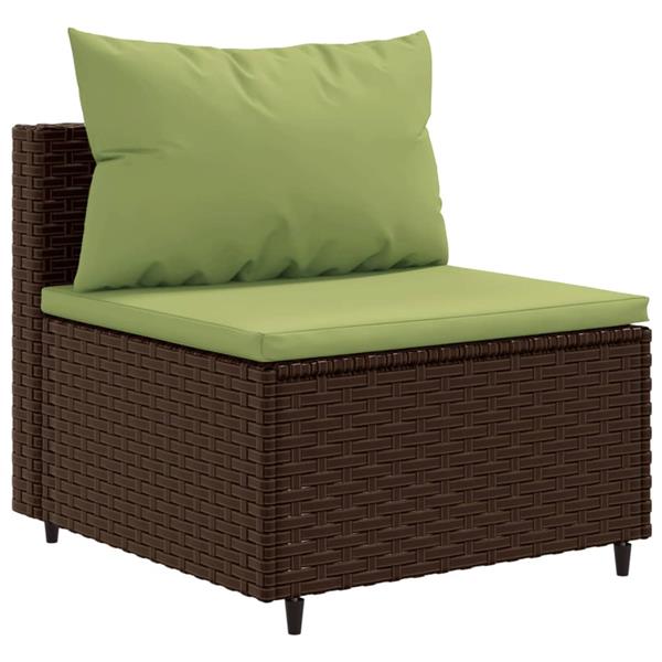 Grote foto vidaxl 3 delige loungeset met kussens poly rattan bruin tuin en terras tuinmeubelen