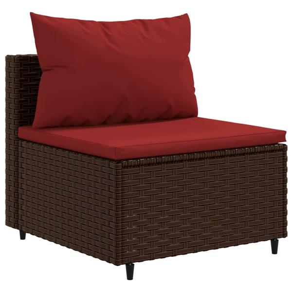 Grote foto vidaxl 3 delige loungeset met kussens poly rattan bruin tuin en terras tuinmeubelen