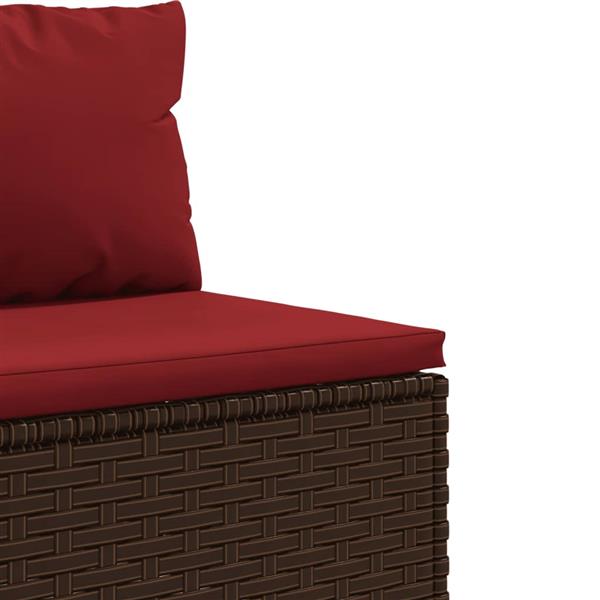 Grote foto vidaxl 3 delige loungeset met kussens poly rattan bruin tuin en terras tuinmeubelen