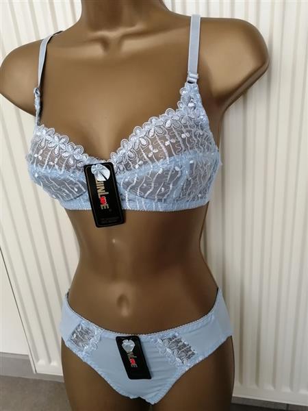 Grote foto zachtblauwe bh zonder beugel met slip c en d kleding dames ondergoed en lingerie