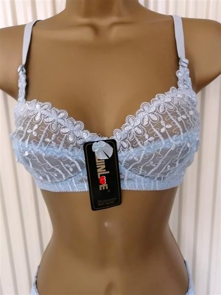 Grote foto zachtblauwe bh zonder beugel met slip c en d kleding dames ondergoed en lingerie