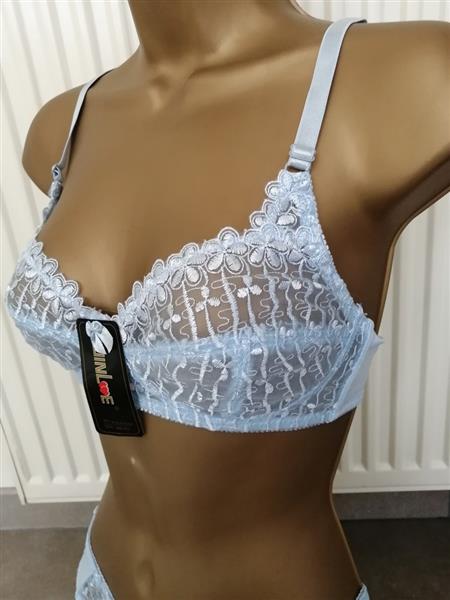 Grote foto zachtblauwe bh zonder beugel met slip c en d kleding dames ondergoed en lingerie