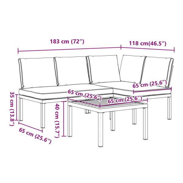 Grote foto vidaxl 3 delige loungeset met kussens aluminium zwart tuin en terras tuinmeubelen