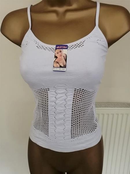 Grote foto super trendy witte top caraco met hipster shorty kleding dames ondergoed en lingerie