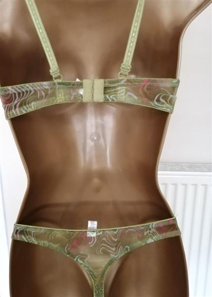 Grote foto olijfgroene doorzichtige bh met string 70b en 75b kleding dames ondergoed en lingerie