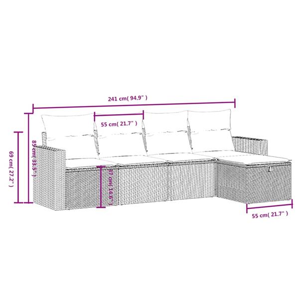 Grote foto vidaxl 5 delige loungeset met kussens poly rattan lichtgrijs tuin en terras tuinmeubelen