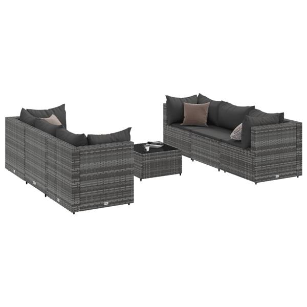 Grote foto vidaxl 7 delige loungeset met kussens poly rattan grijs tuin en terras tuinmeubelen