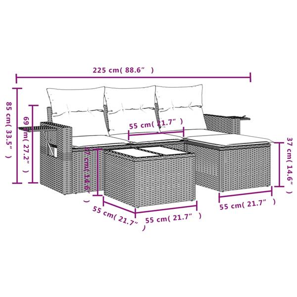 Grote foto vidaxl 4 delige loungeset met kussens poly rattan lichtgrijs tuin en terras tuinmeubelen