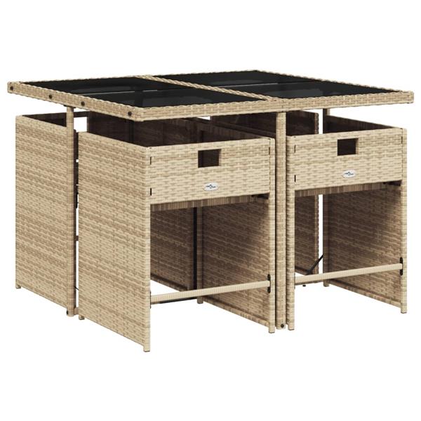 Grote foto vidaxl 5 delige tuinset met kussens poly rattan beige tuin en terras tuinmeubelen