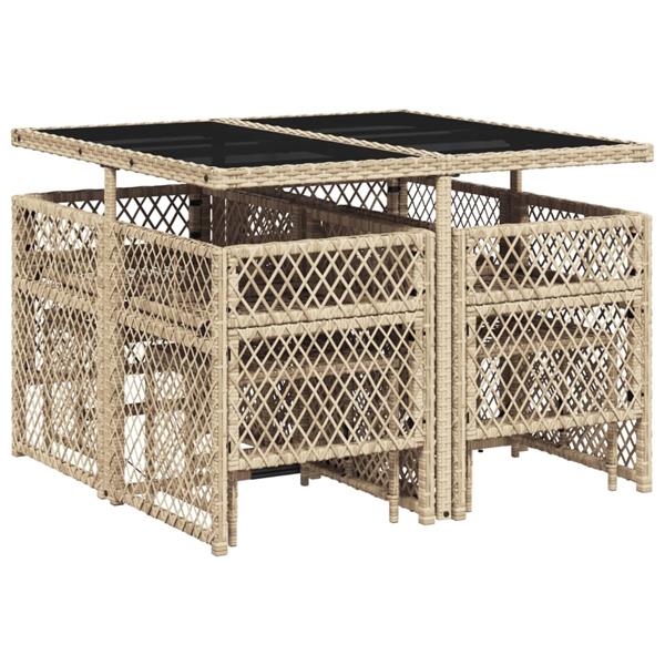 Grote foto vidaxl 9 delige tuinset met kussens poly rattan beige tuin en terras tuinmeubelen