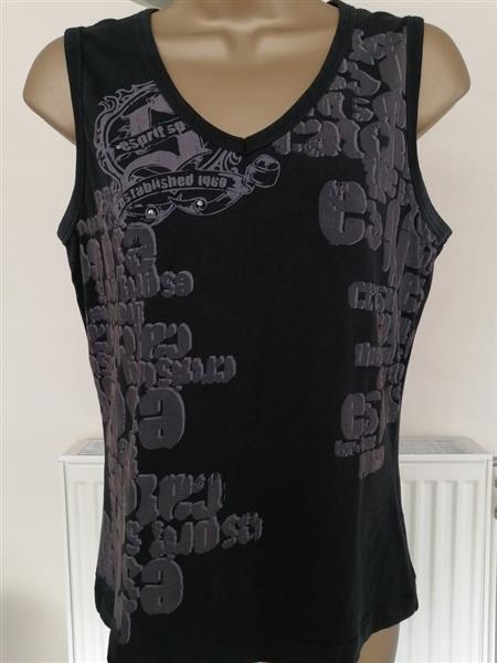 Grote foto zwart topje met spijkertjes en print esprit 40 42 kleding dames tops