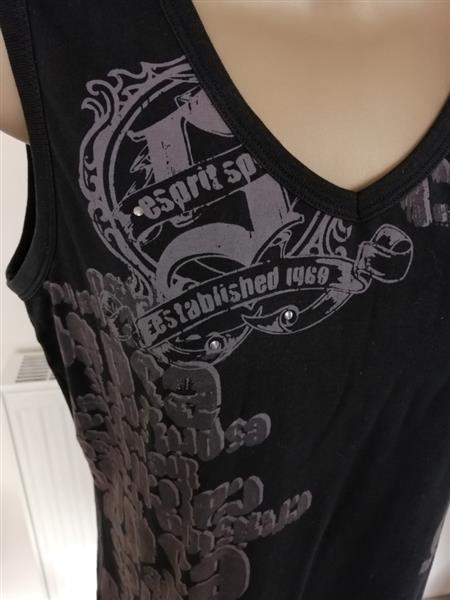 Grote foto zwart topje met spijkertjes en print esprit 40 42 kleding dames tops