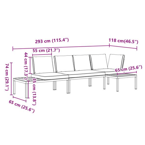 Grote foto vidaxl 3 delige loungeset met kussens aluminium zwart tuin en terras tuinmeubelen