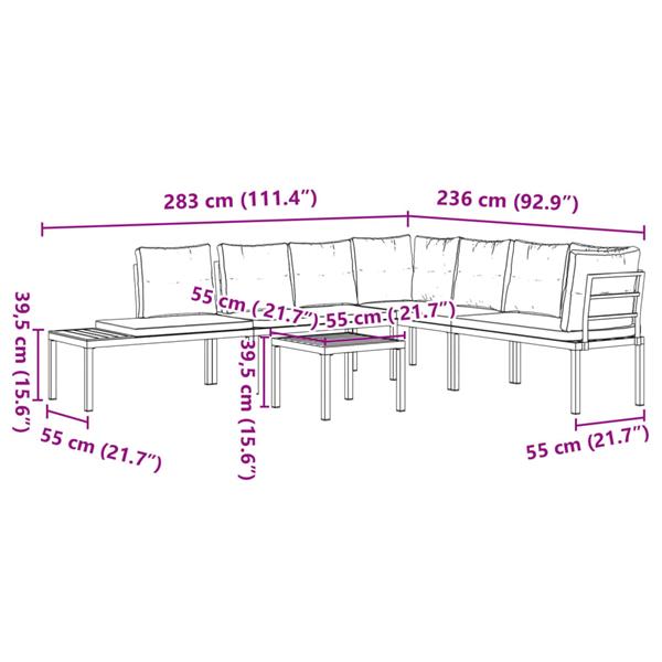 Grote foto vidaxl 5 delige loungeset met kussens gepoedercoat staal zwart tuin en terras tuinmeubelen